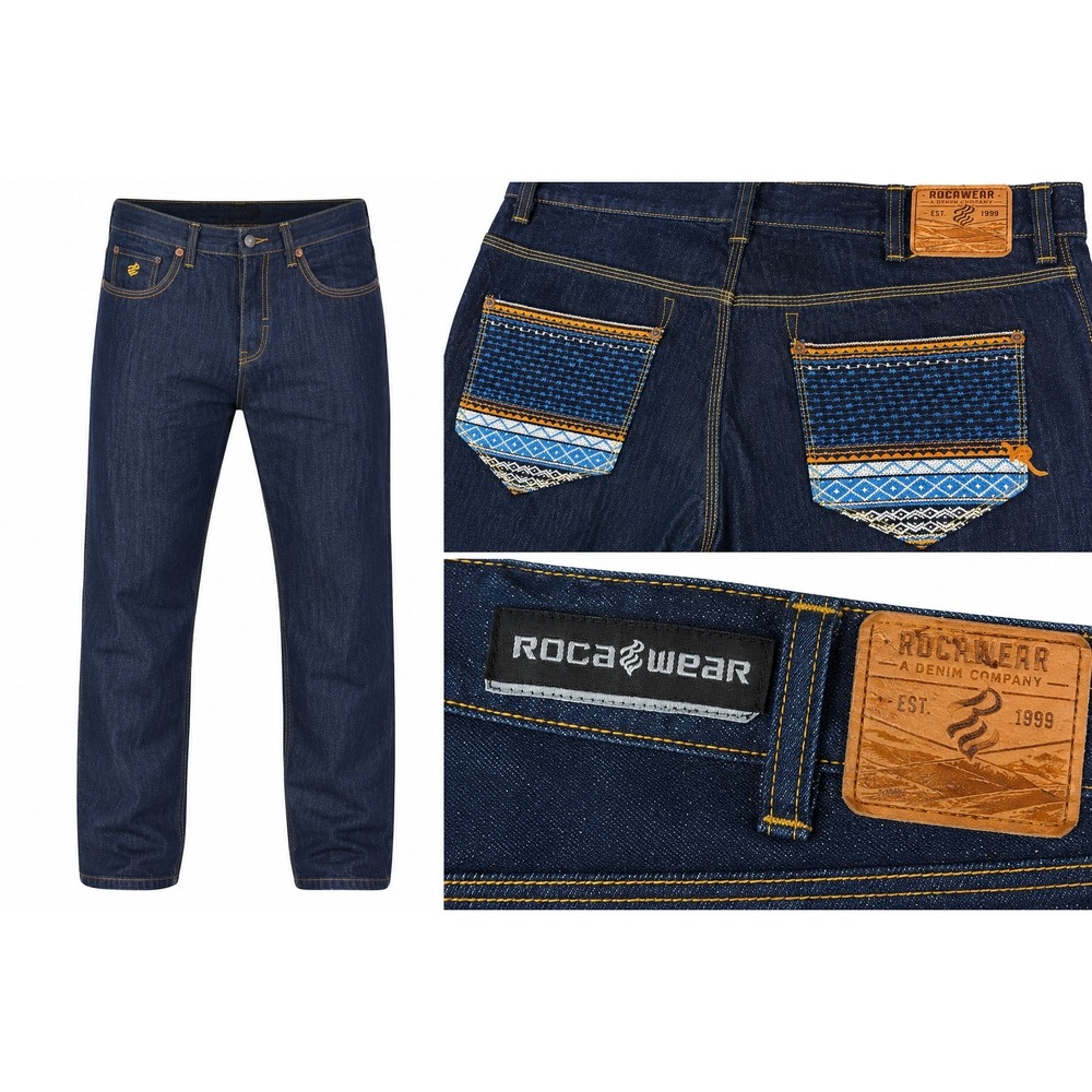 Rocawear Jeans Mens 38‎ Blue Dark Wash Street Leg Embroidered Woven Pocket Y2K